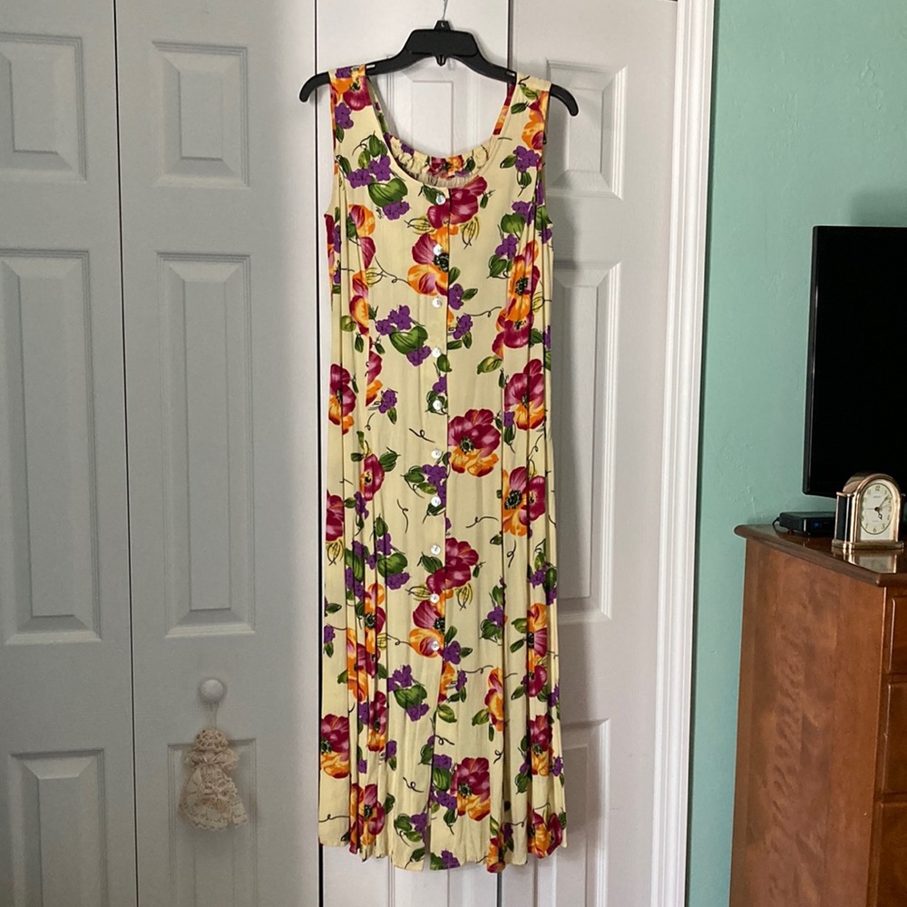 Multi colored floral midi dress.